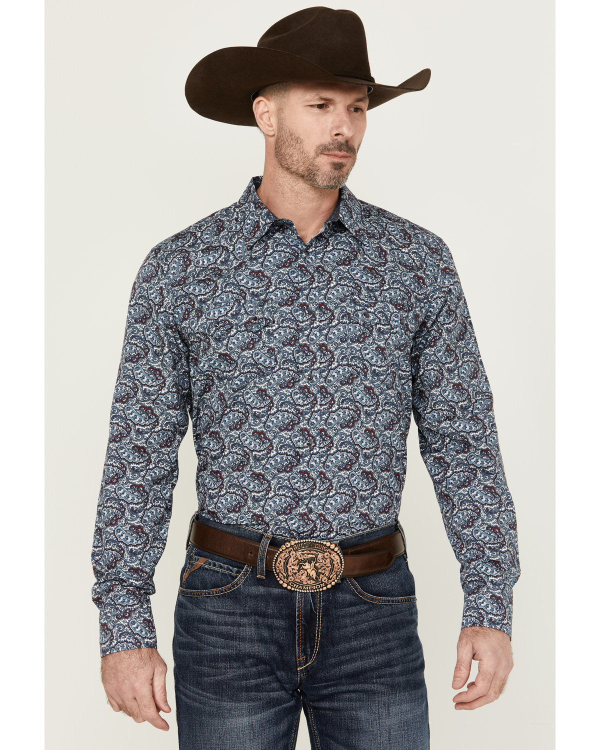 Men's Refresh Paisley Print Long Sleeve Snap Western Shirt Red