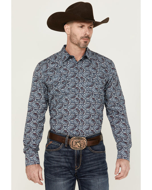Men's Refresh Paisley Print Long Sleeve Snap Western Shirt Red