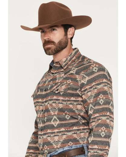 Men's Ironwood Southwestern Long Sleeve Snap Flannel Shirt Brown