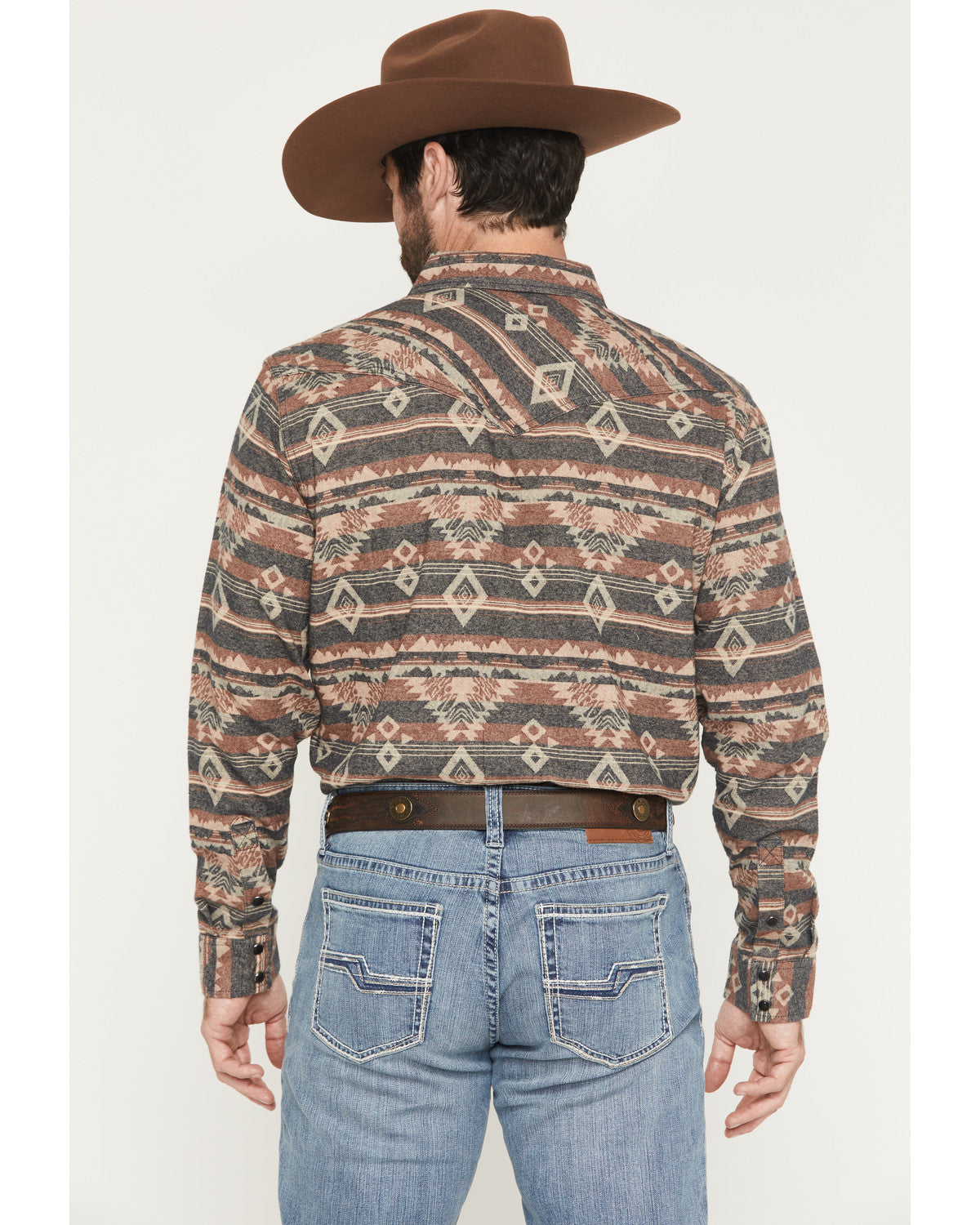 Men's Ironwood Southwestern Long Sleeve Snap Flannel Shirt Brown
