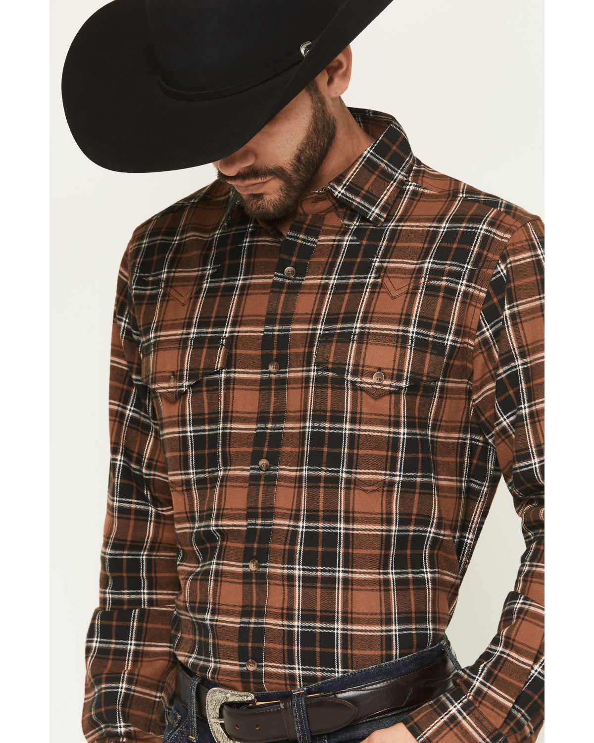 Black 1978® Men's Caddis Plaid Print Long Sleeve Button-Dow Brown