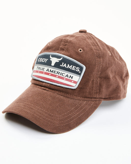 Men's Corduroy True American Logo Patch Ball Cap Brown