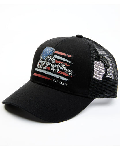 Men's Distressed Snake Flag Ball Cap Black
