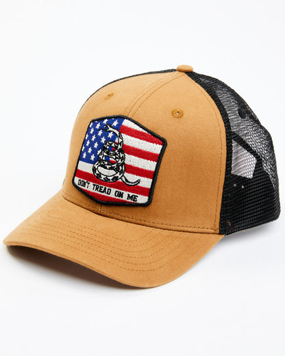 Men's Don't Tread On Me American Flag Patch Ball Cap Brown