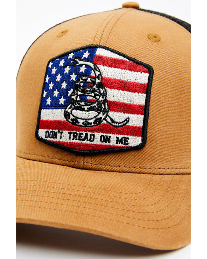 Men's Don't Tread On Me American Flag Patch Ball Cap Brown