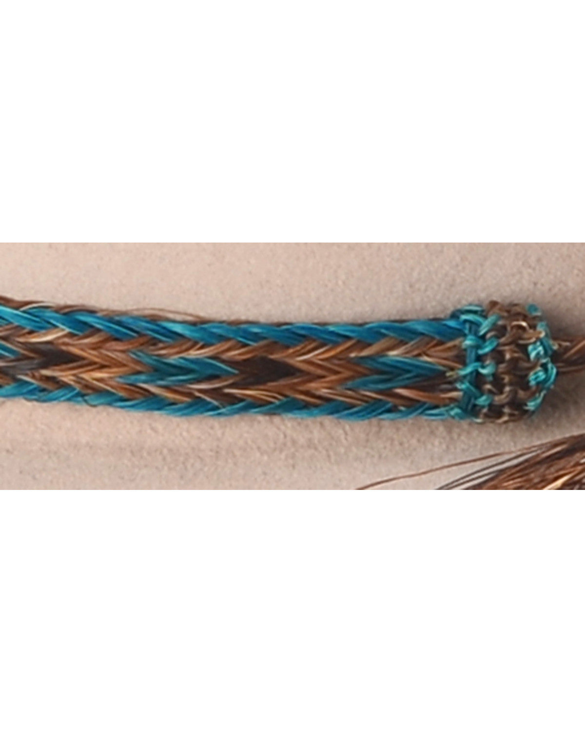 Men's Braided Horsehair & Tassel Hat Band Chocolate/turquoise