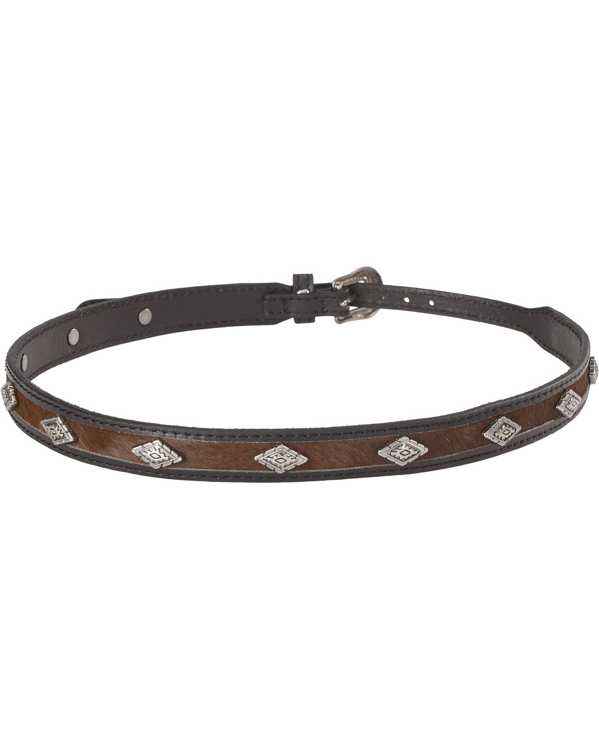 Diamond Studded Horsehair Hat Band Black/brown