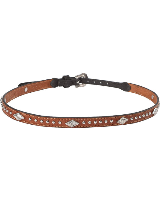 Silver Studs with Diamond Conchos Hat Band Tan