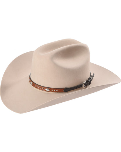 Silver Studs with Diamond Conchos Hat Band Tan