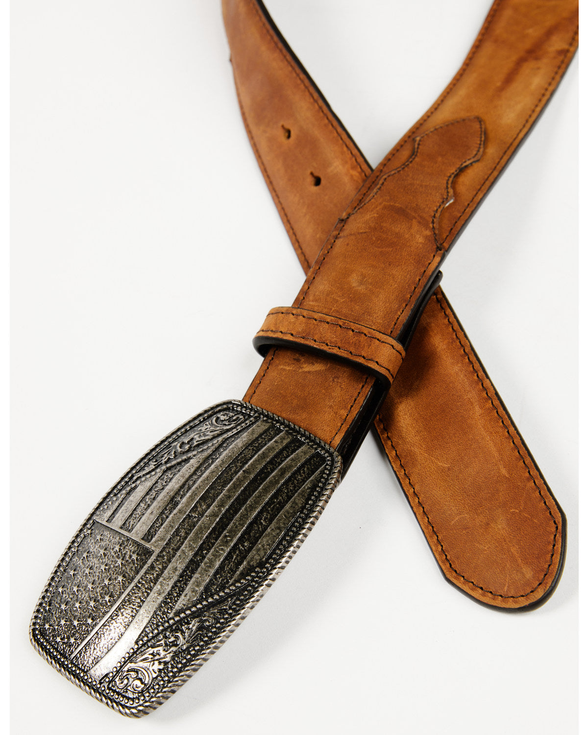 Men's American Flag Buckle Belt Brown