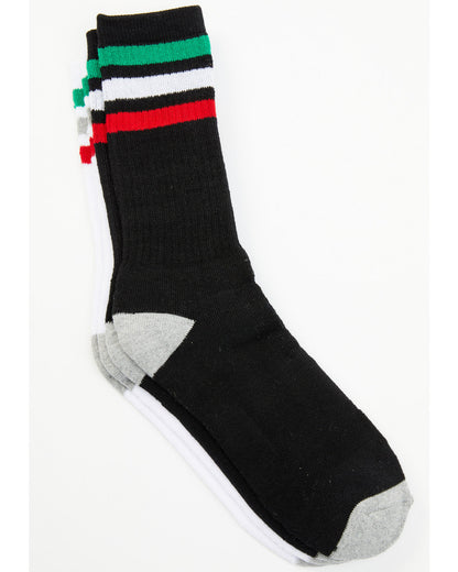 Men's Mexican Flag Stripe 2-pack Socks Black