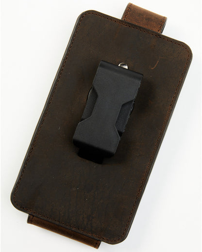 Men's Scratch Mexican Flag Cell Phone Holder Clip-On Case Brown