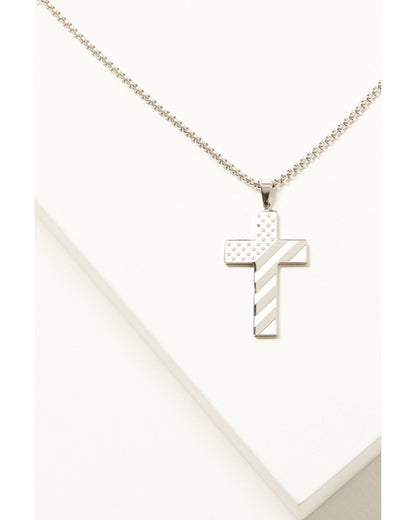 Men's Americana Cross Necklace Silver