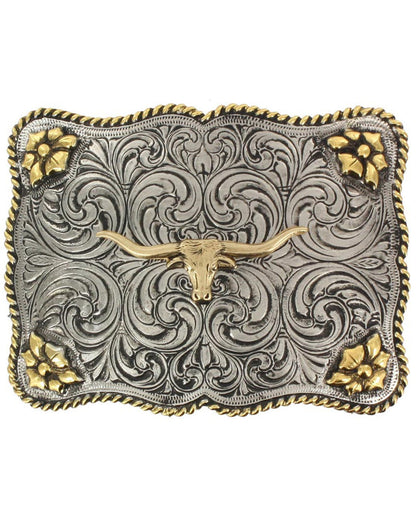Men's Interchangeable Longhorn Belt Buckle Silver