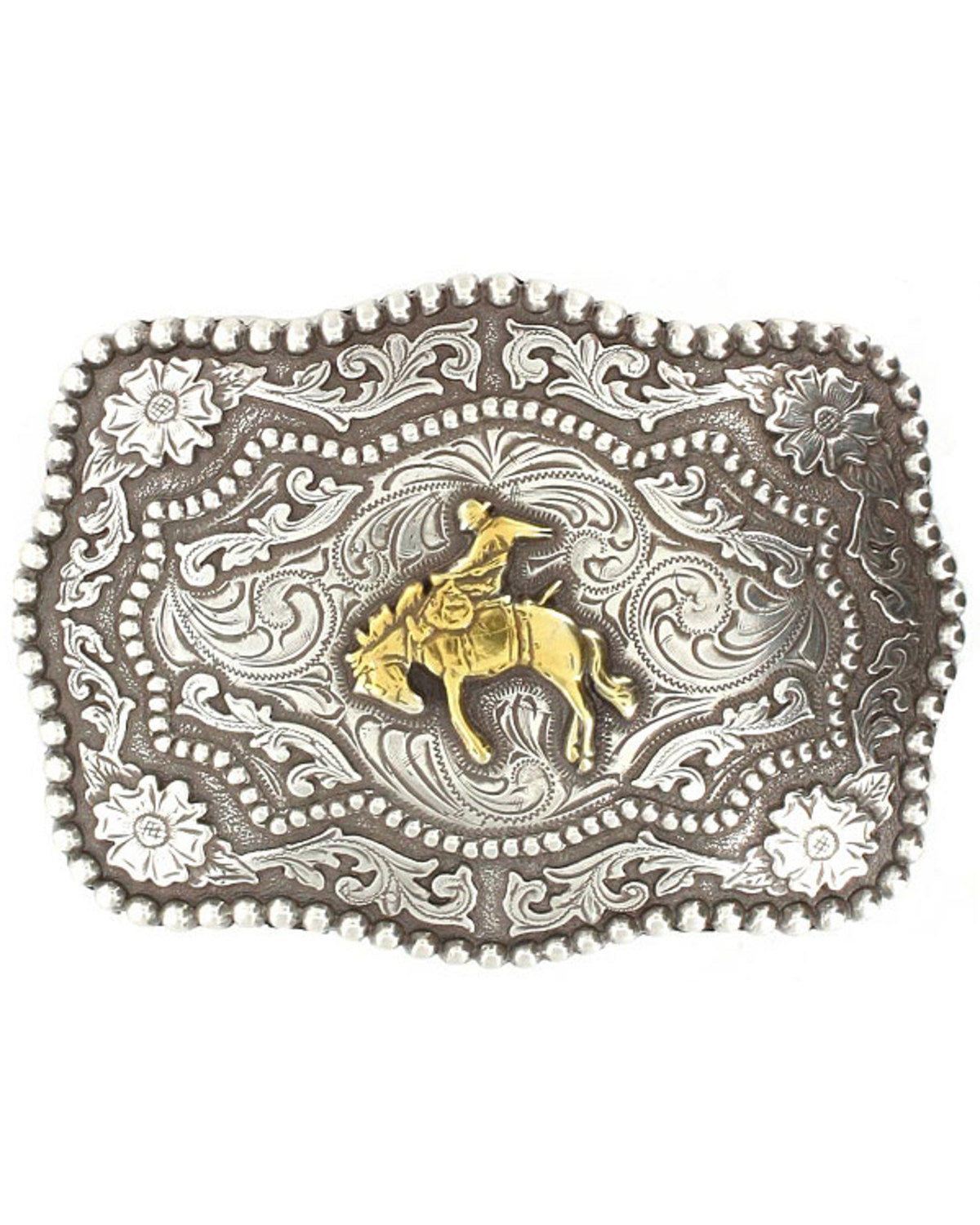 Men's Bucking Bronco Belt Buckle Silver