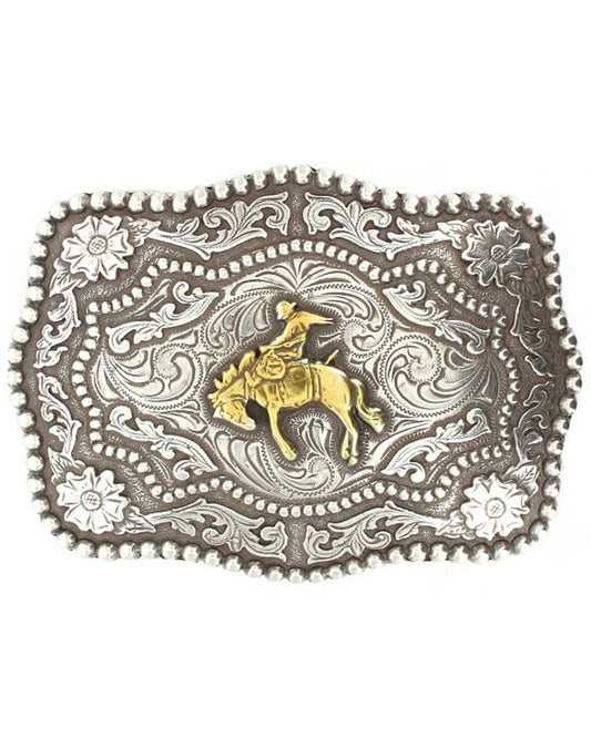 Men's Bucking Bronco Belt Buckle Silver