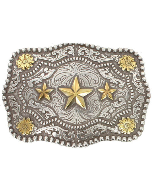 Men's Triple Star Belt Buckle Silver