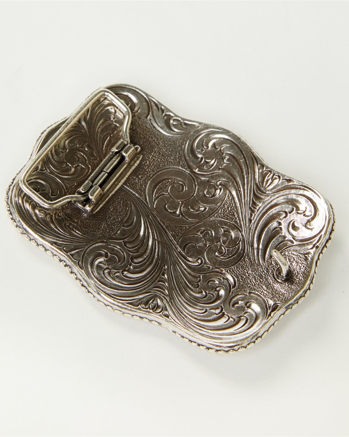Christian Cowboy Rectangle Belt Buckle Silver