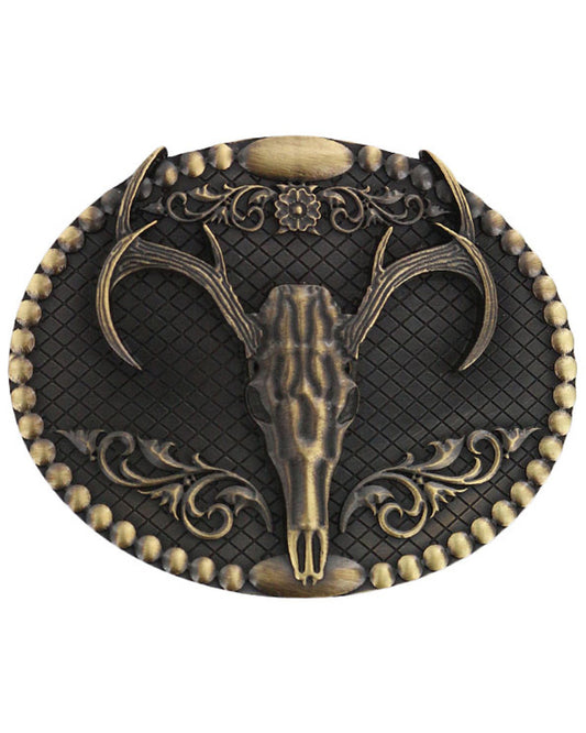 Men's Deer Skull Belt Buckle Bronze