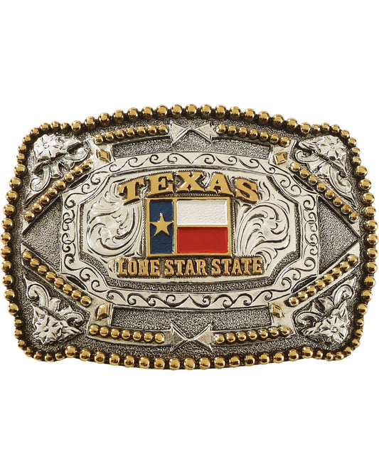 Red White and Blue Square Texas Belt Buckle Multi