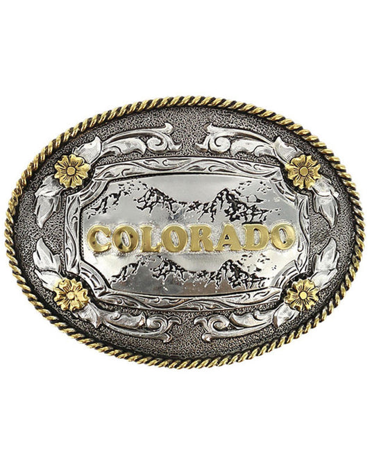 Men's Antiqued Colorado Oval Belt Buckle Multi