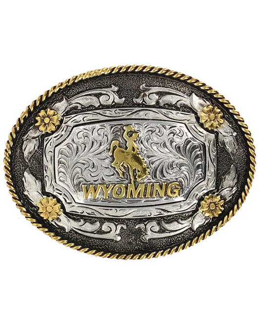Men's Oval Wyoming Belt Buckle Silver
