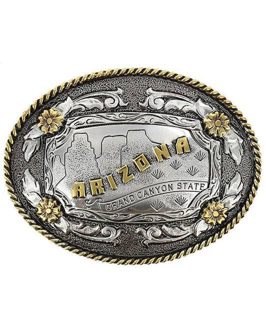 Men's Antiqued Oval Arizona Belt Buckle Multi