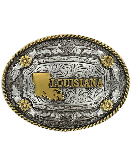 Men's Antiqued Oval Louisiana Belt Buckle Multi