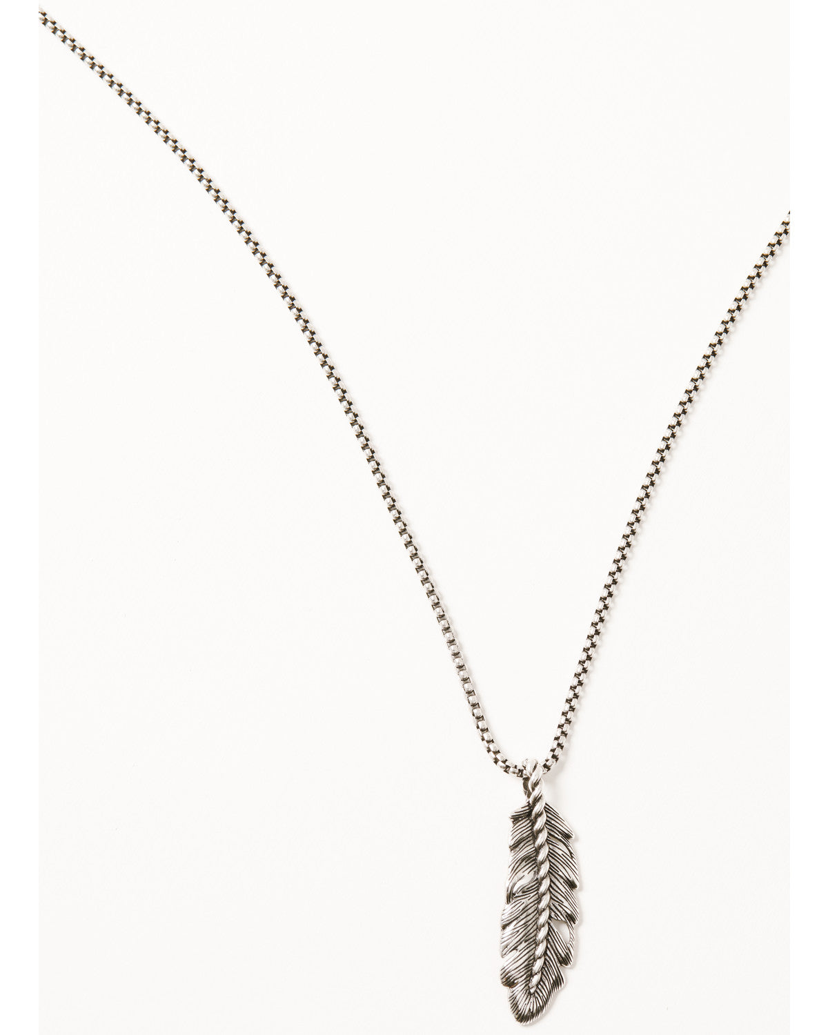 Men's Feather Necklace Silver
