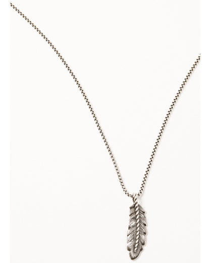 Men's Feather Necklace Silver