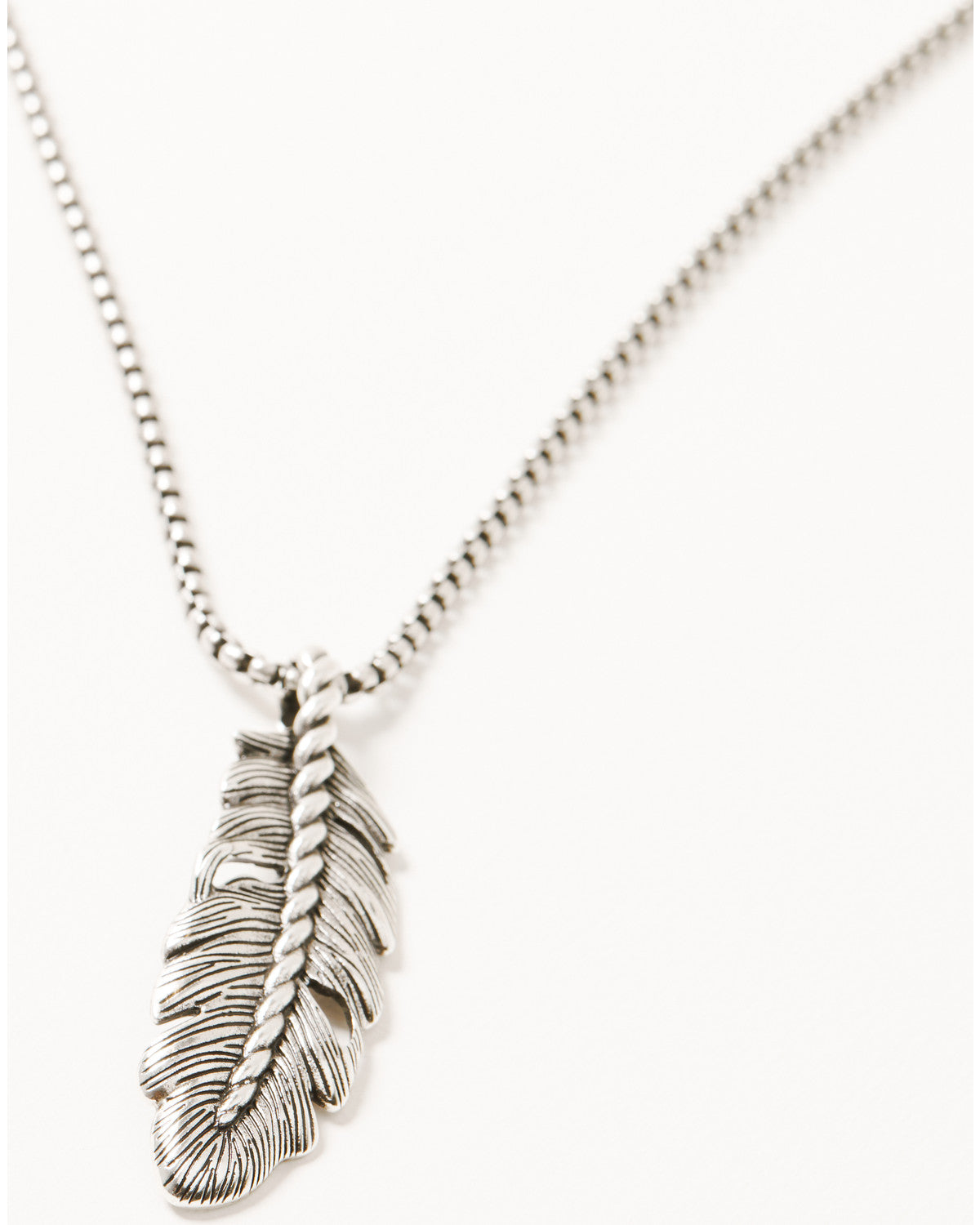 Men's Feather Necklace Silver