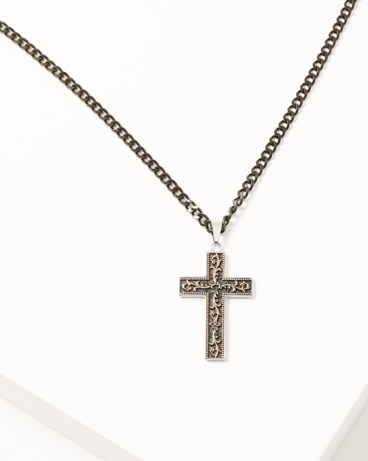Men's Cross Necklace Black