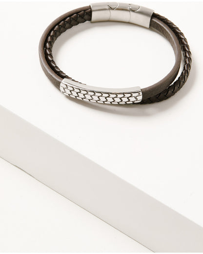 Men's Adjustable Leather Bracelet Black