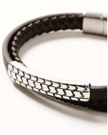 Men's Adjustable Leather Bracelet Black