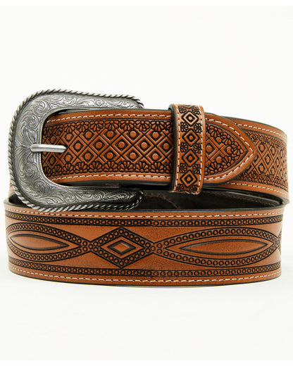 Men's Geo Embossed Western Belt Brown