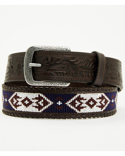 Men's Holt Beaded Tooled Belt Black