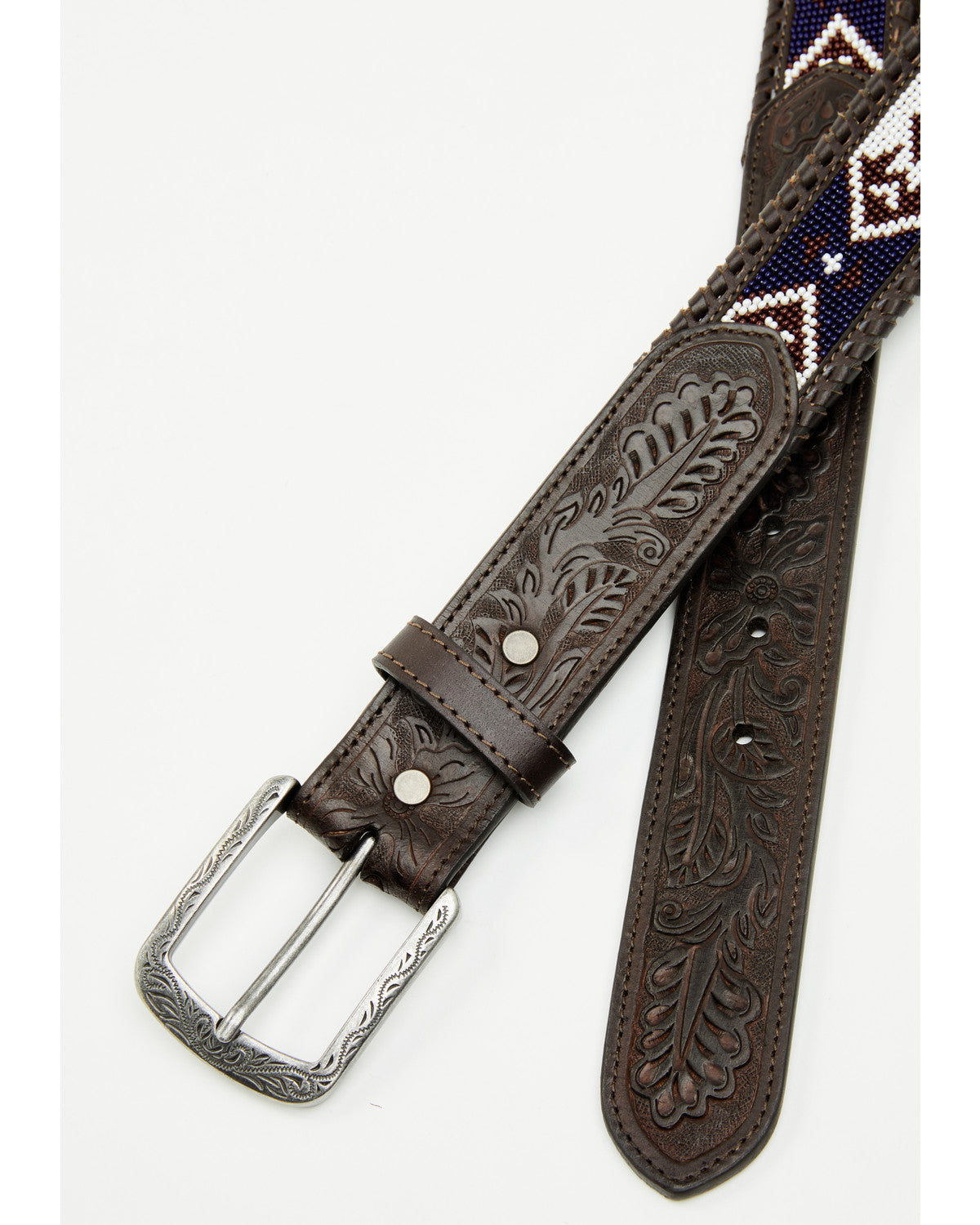 Men's Holt Beaded Tooled Belt Black