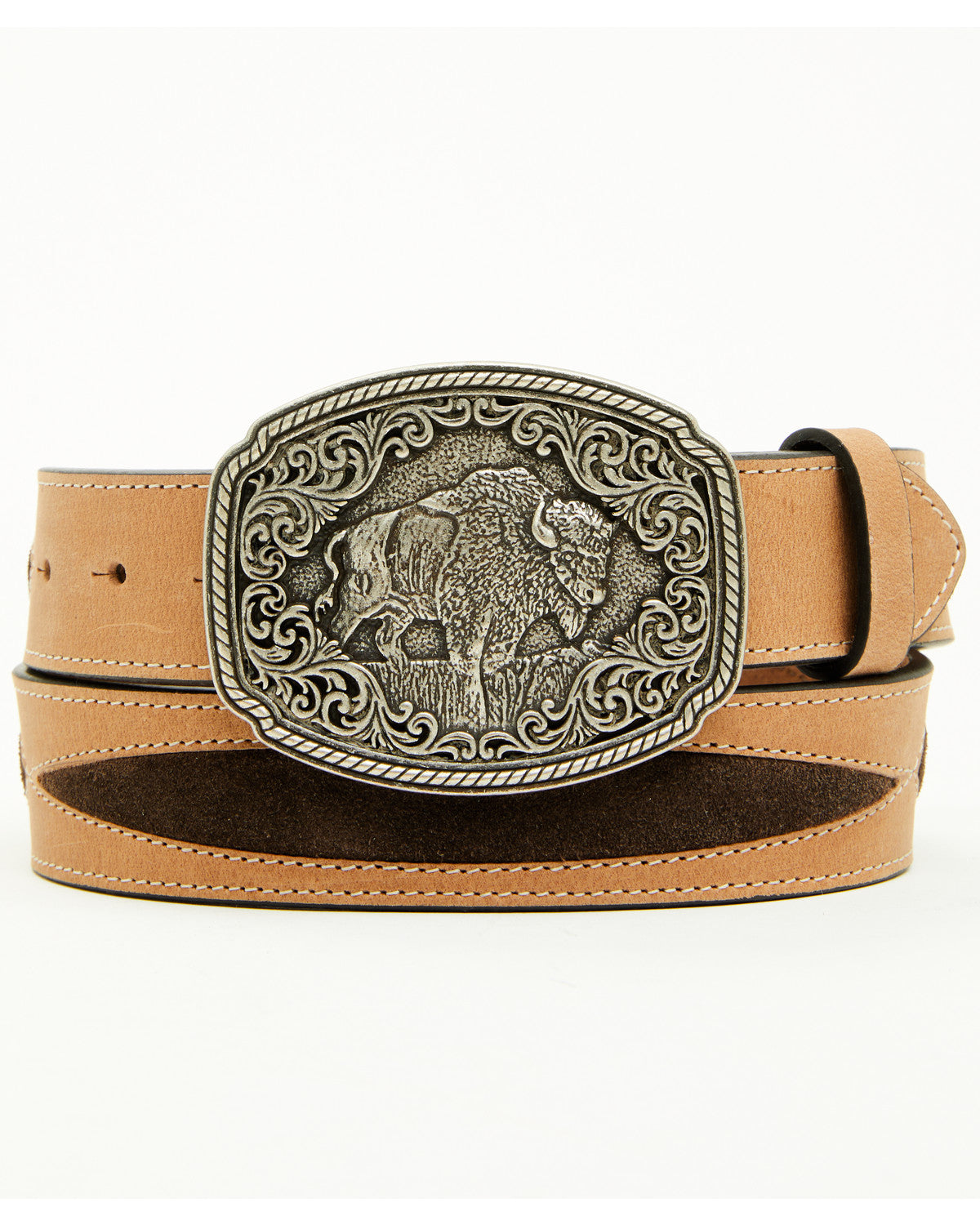 Men's Gunner Buffalo Plaque Buckle Belt Brown