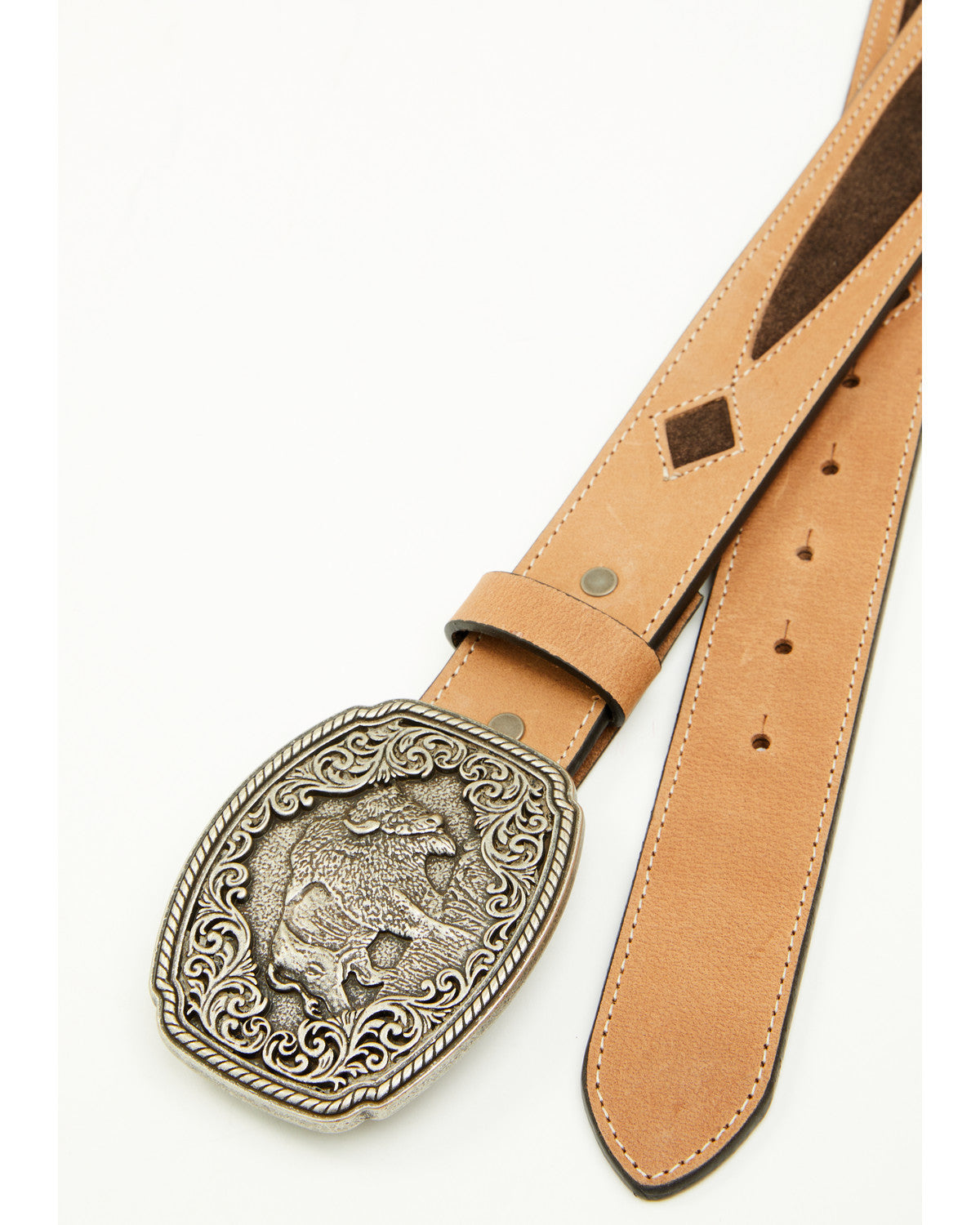 Men's Gunner Buffalo Plaque Buckle Belt Brown