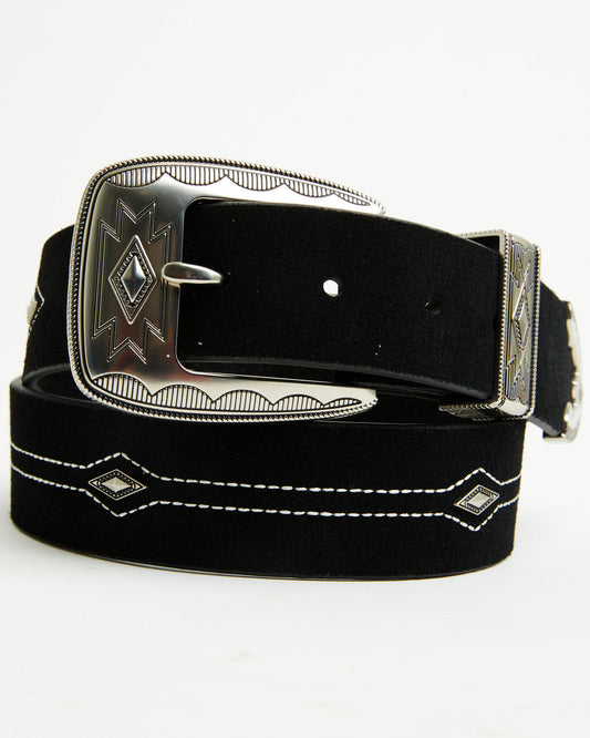Men's Farrowe Southwestern Suede Belt Black