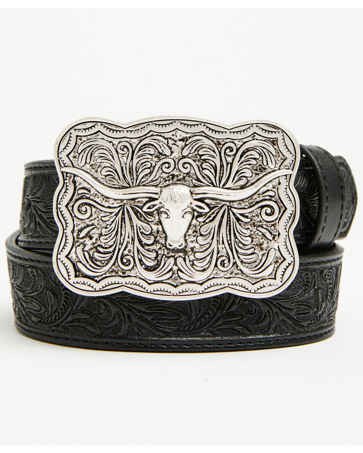 Boys' Huck Tooled Buckle Belt Black