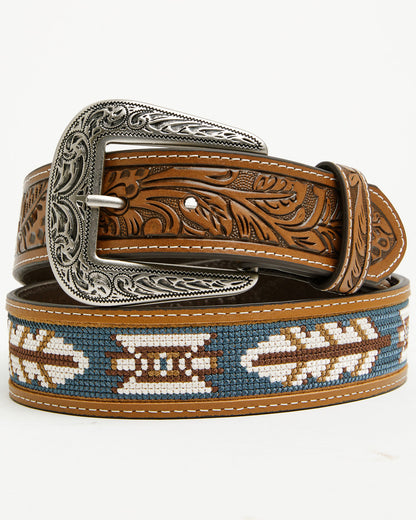Men's Zane Southwestern Embroidered Inlay Belt Brown