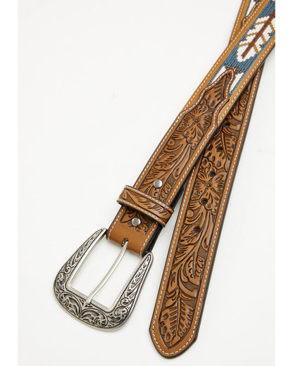 Men's Zane Southwestern Embroidered Inlay Belt Brown