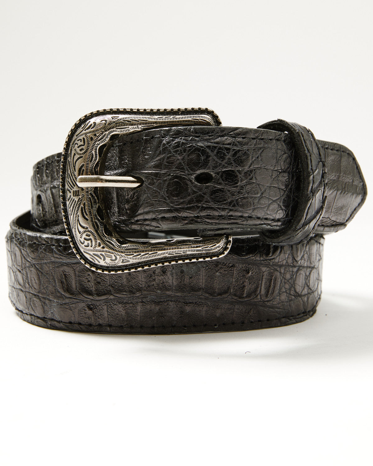 Men's Amarillo Exotic Caiman Leather Belt Black