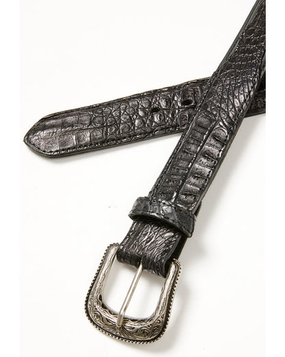Men's Amarillo Exotic Caiman Leather Belt Black