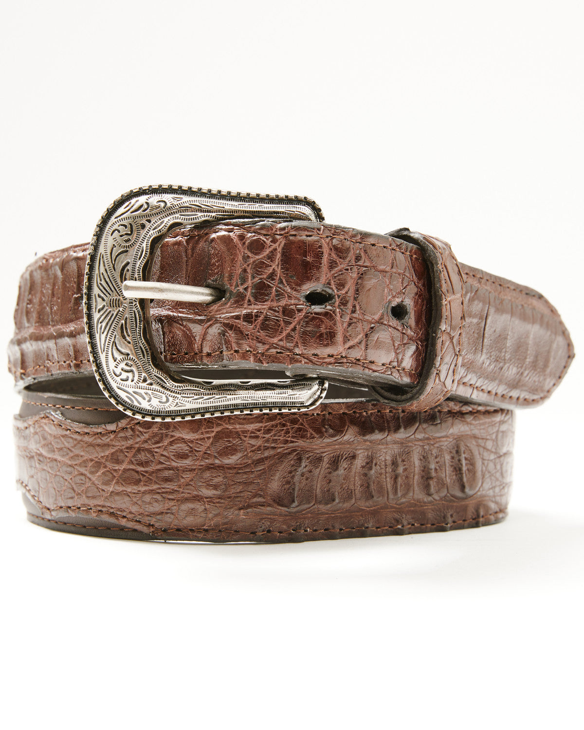 Men's Amarillo Exotic Caiman Leather Belt Brown