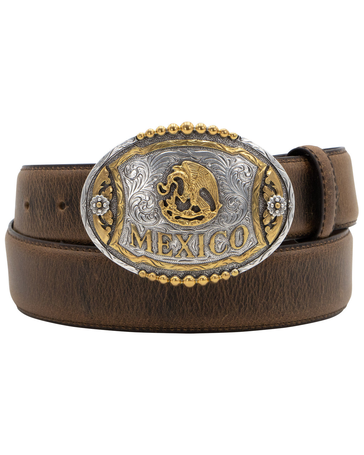 Men's Mexican Flat Buckle Belt Brown