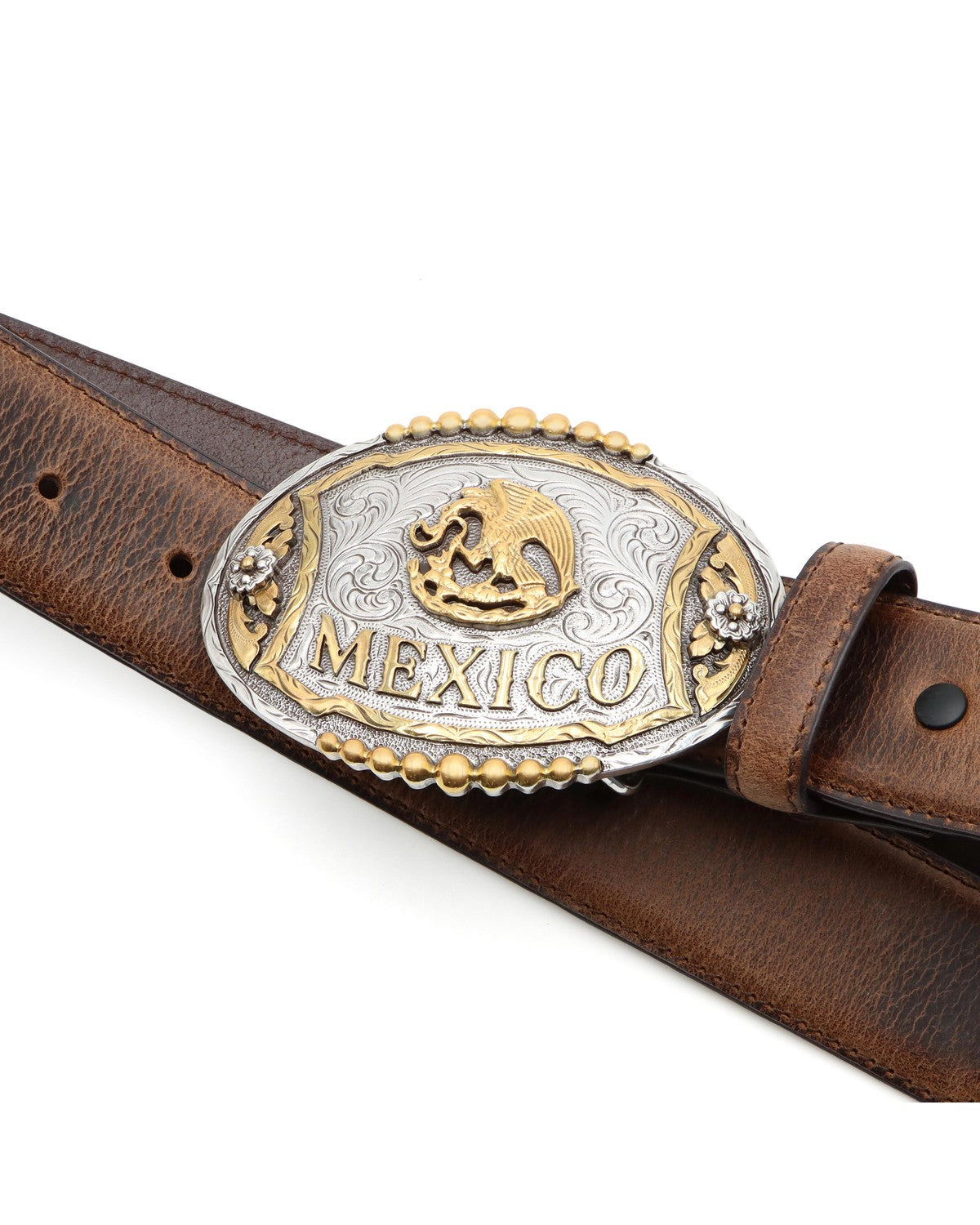 Men's Mexican Flat Buckle Belt Brown