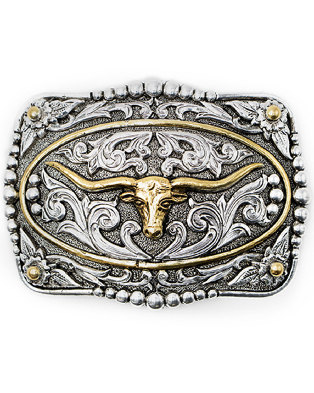 Men's Scrolled Longhorn With Gold Ring Belt Buckle No Color