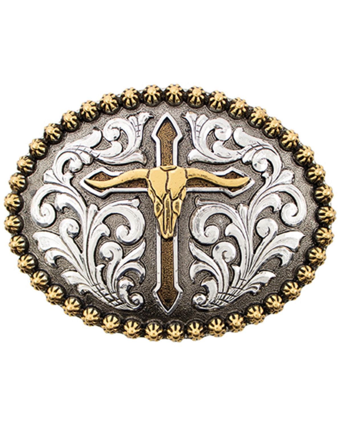 Men's Steer Skull With Cross Belt Buckle No Color